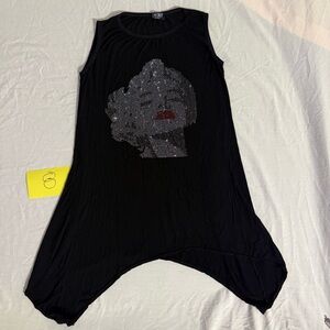 Black Sleeveless Marlyin Monroe Dress with Sequin Face Design